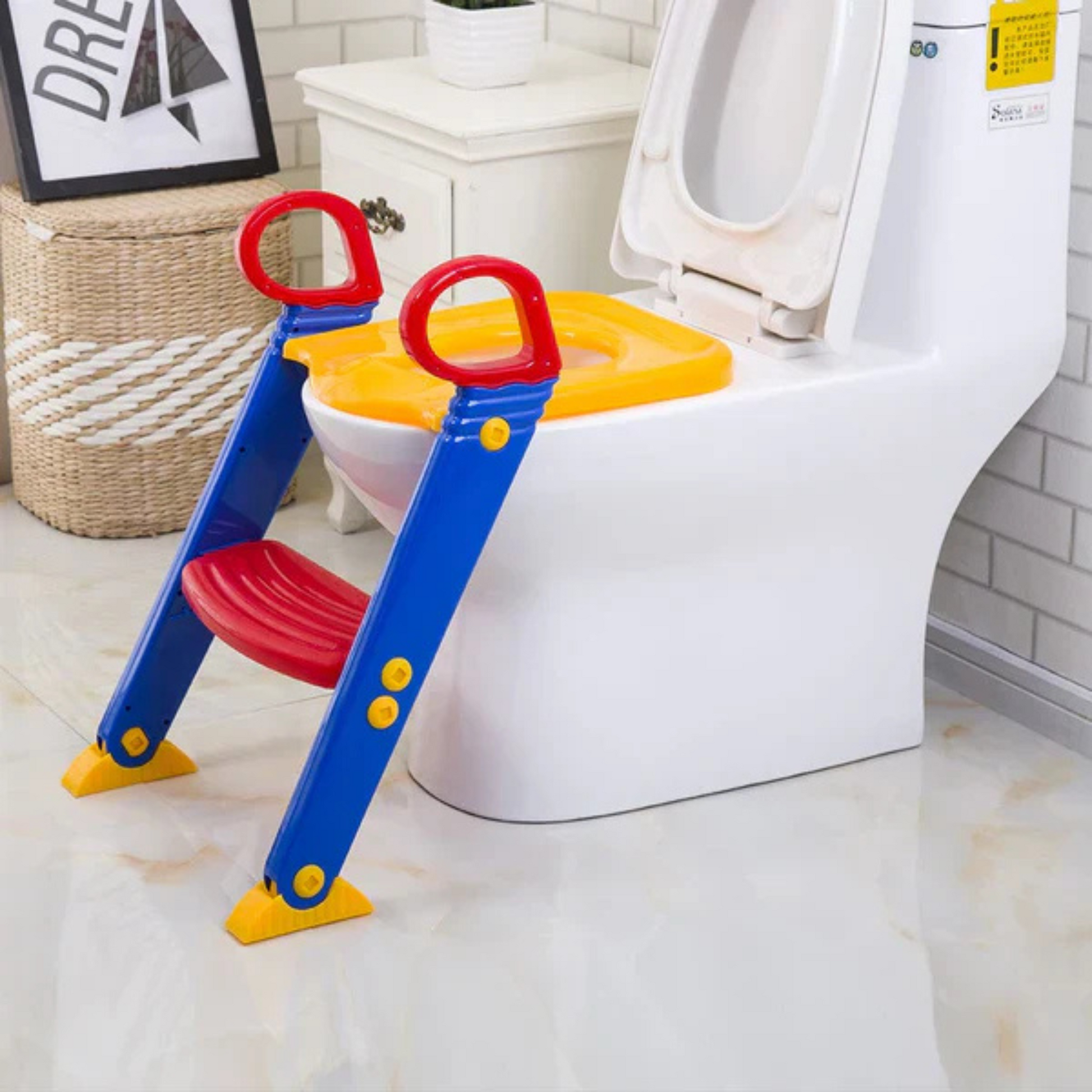 "Children's Toilet Ladder – Adjustable potty training ladder with non-slip steps and safety handles for easy and secure toilet use."