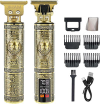Vintage Electric Hair Trimmer Clipper – Rechargeable USB, Professional Barber Tool, Black Dragon Design