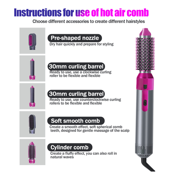 Ceramic Hot Air Brush (5-in-1)