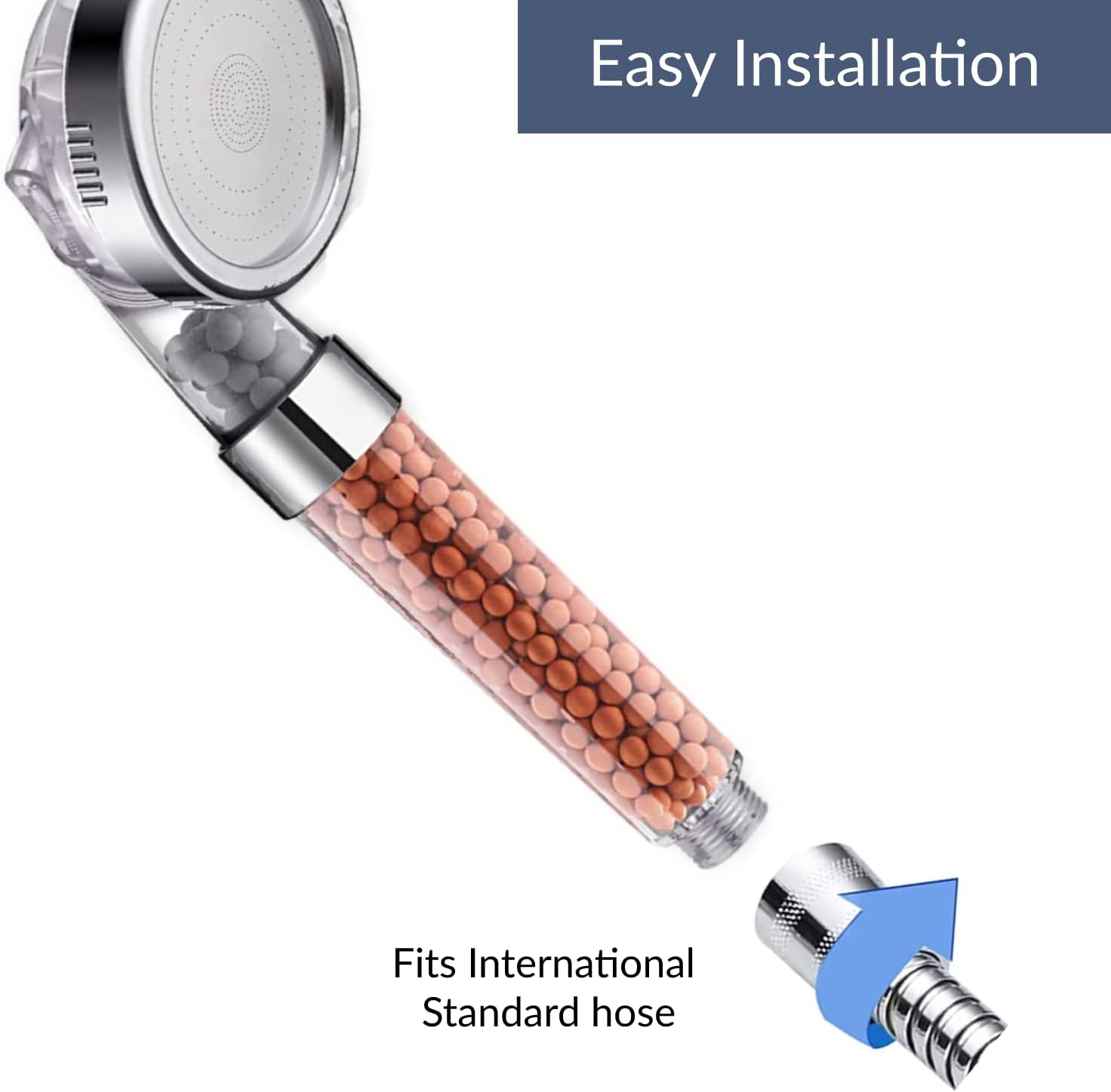 Ecom City™ Filtered Handheld Shower Head with ionic filtration, ideal for purifying water and reducing hair loss.