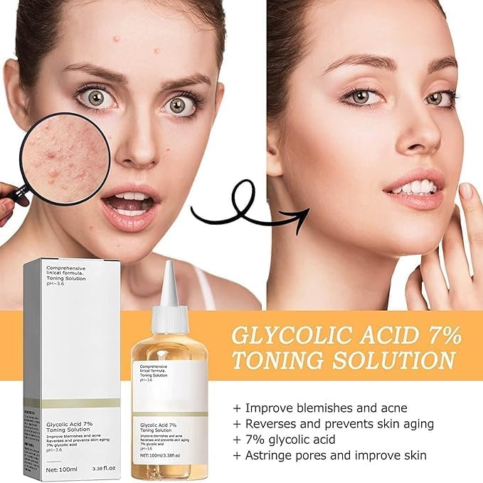 The Ordinary Glycolic Acid 7% Exfoliating Toner, 100ml bottle. Exfoliating toner for smoother, brighter skin by The Ordinary.